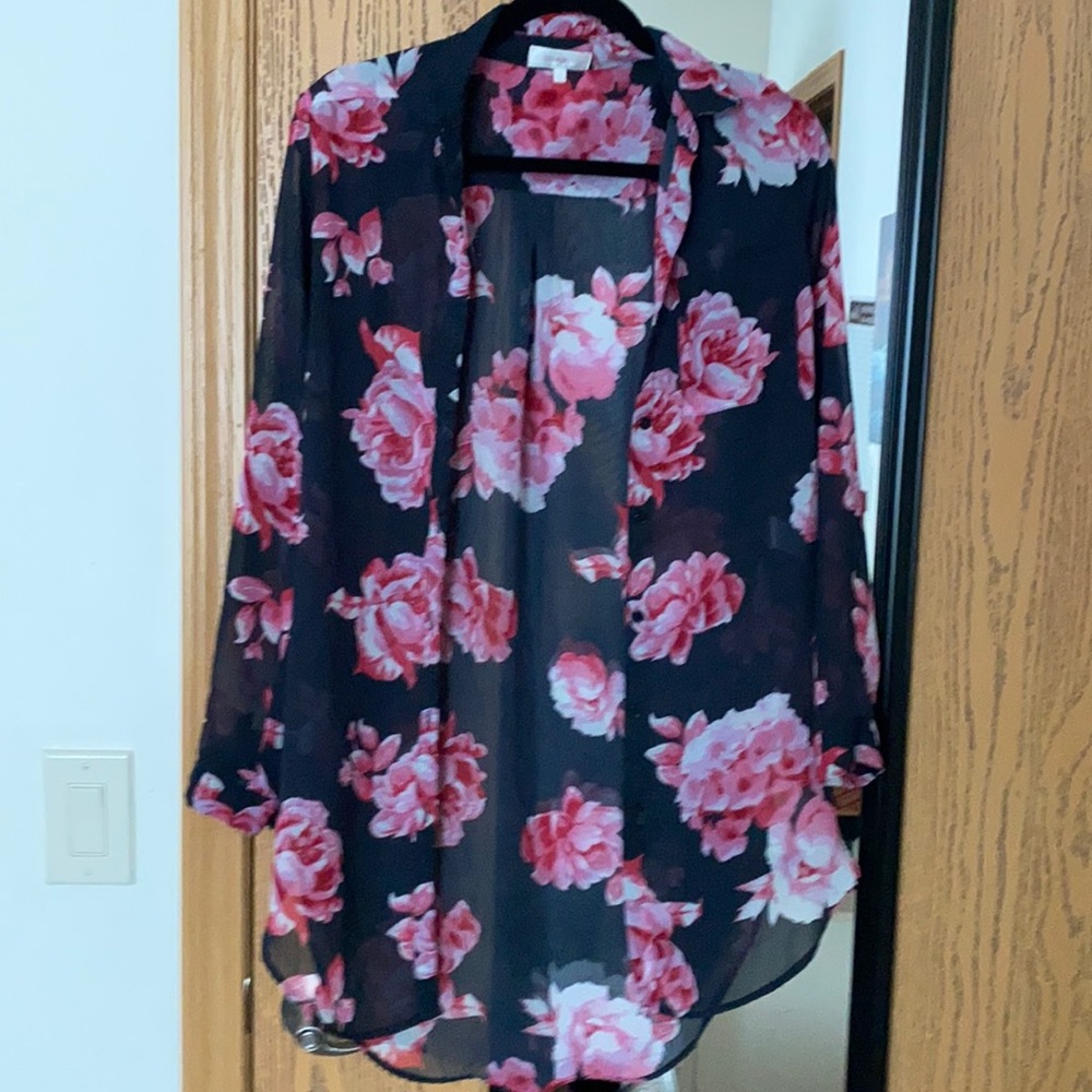 Black and floral blouse. Size Small